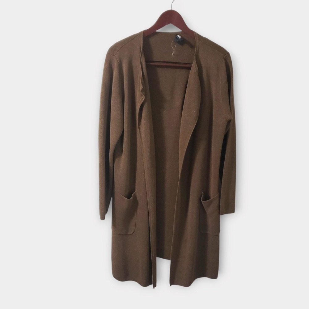 J.Crew Juliette Collarless Sweater Blazer in Linen Brown AM561 Womens Size M